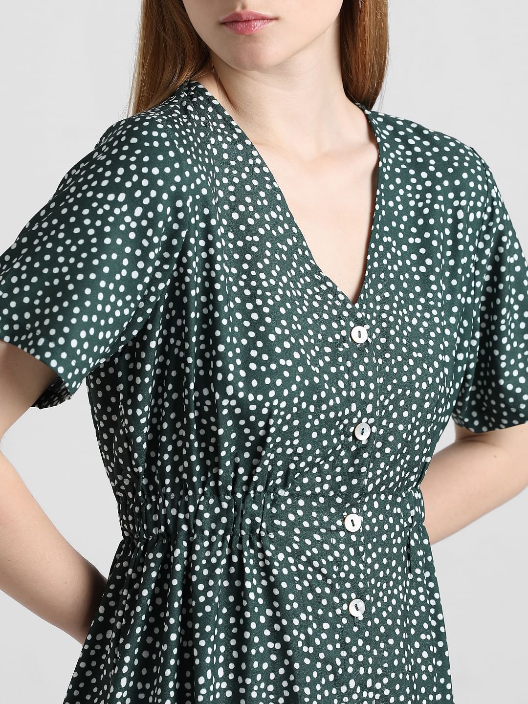 Green Polka Dot Midi Dress