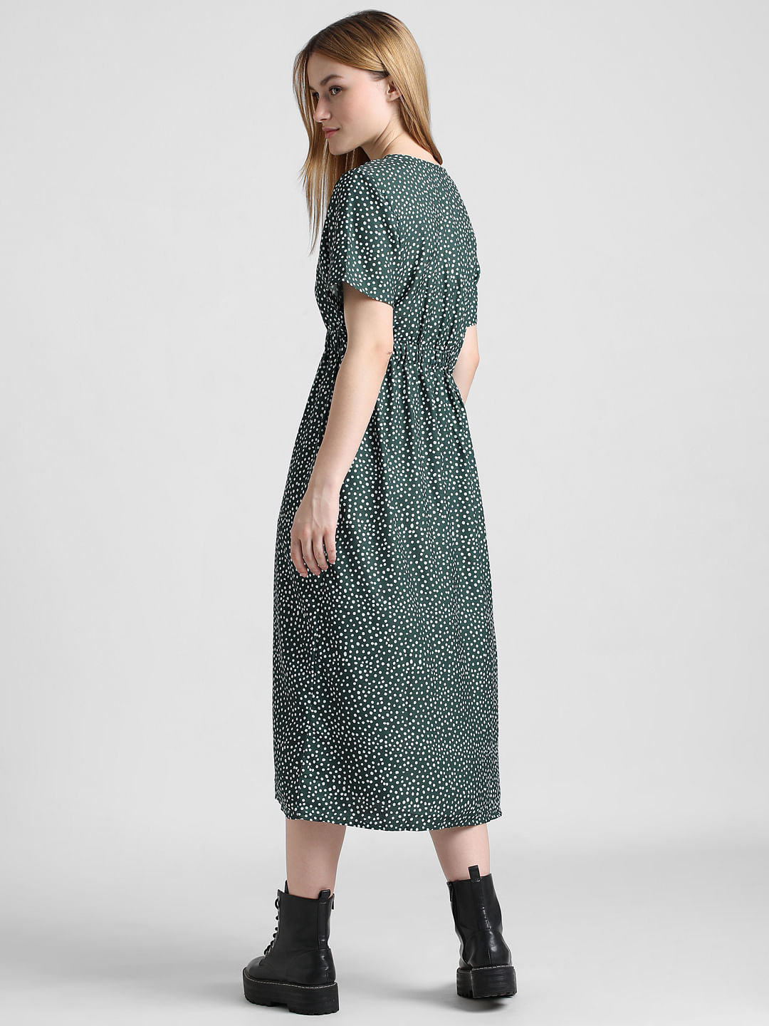 Green Polka Dot Midi Dress