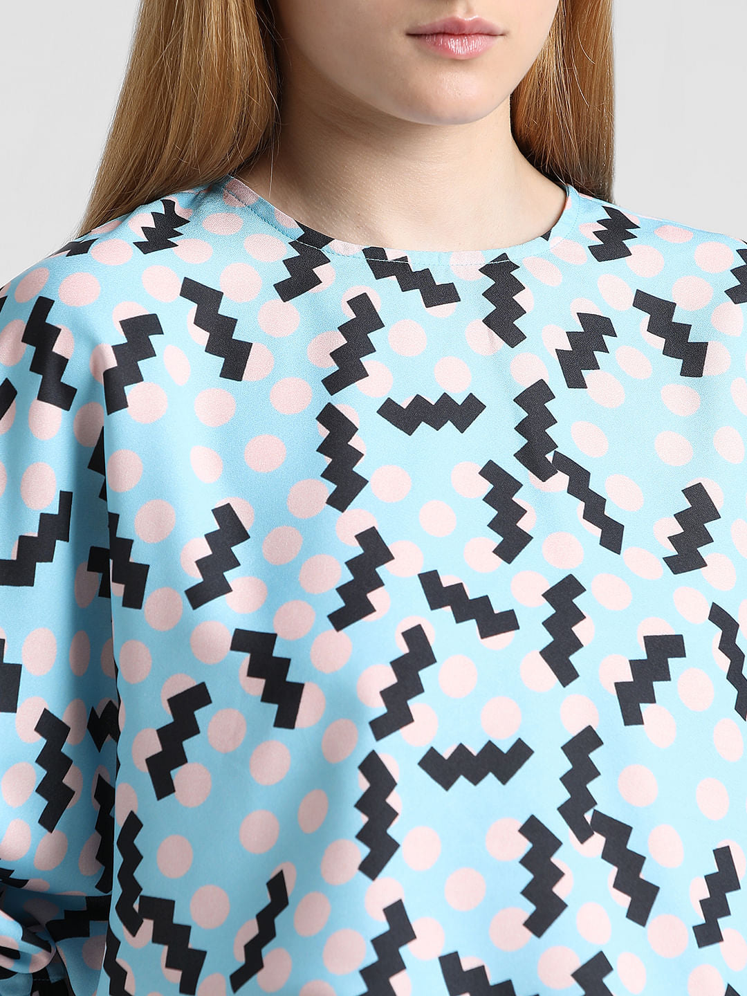 Blue Abstract Print Top