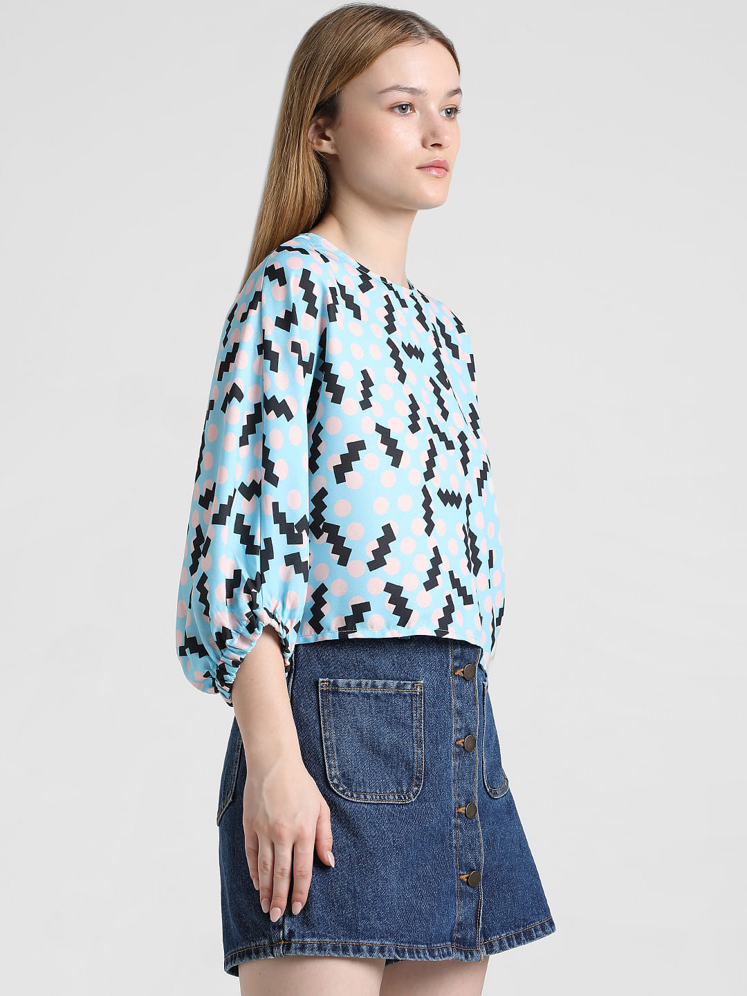 Blue Abstract Print Top