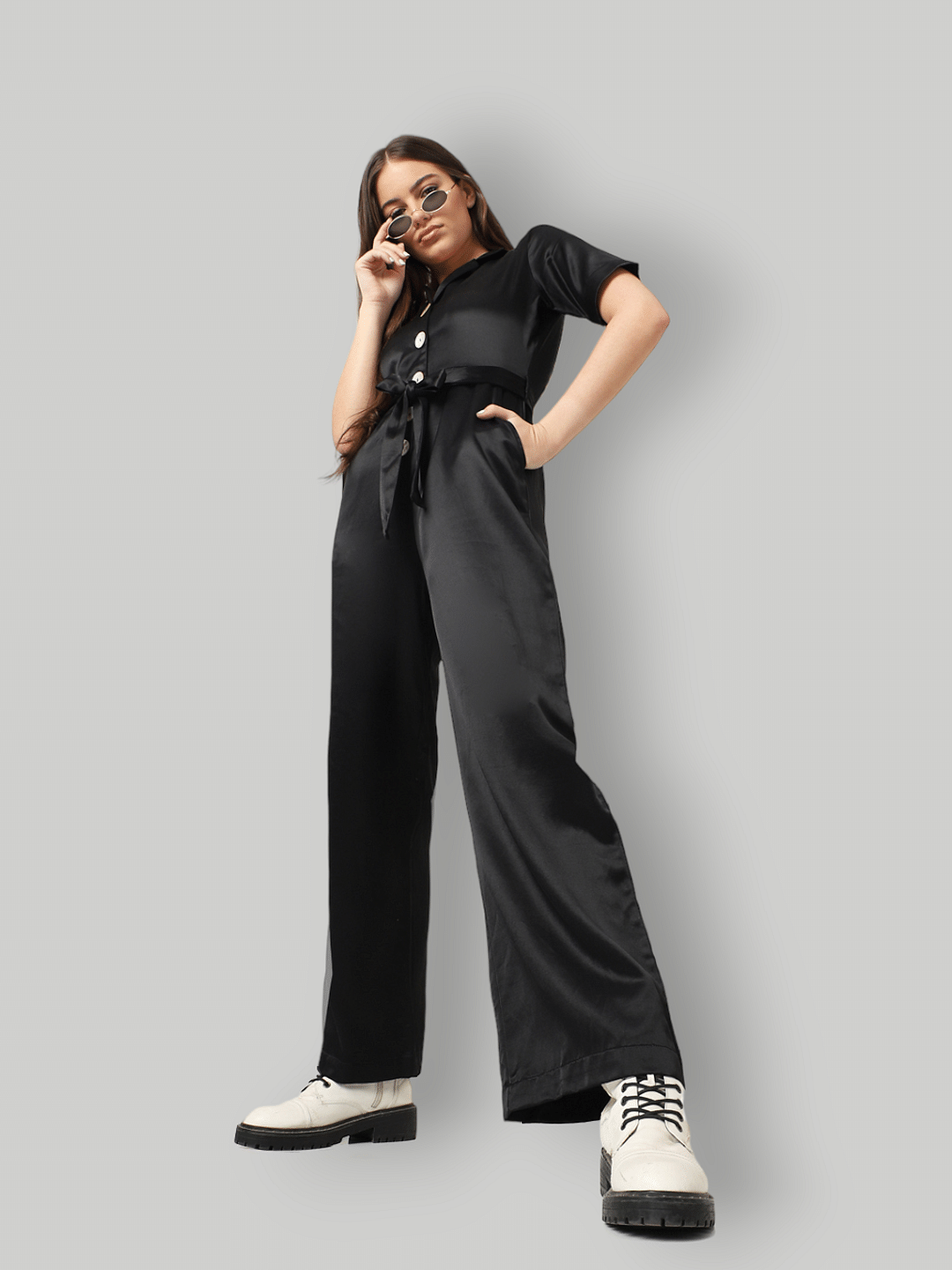 Black Button Down Jumpsuit