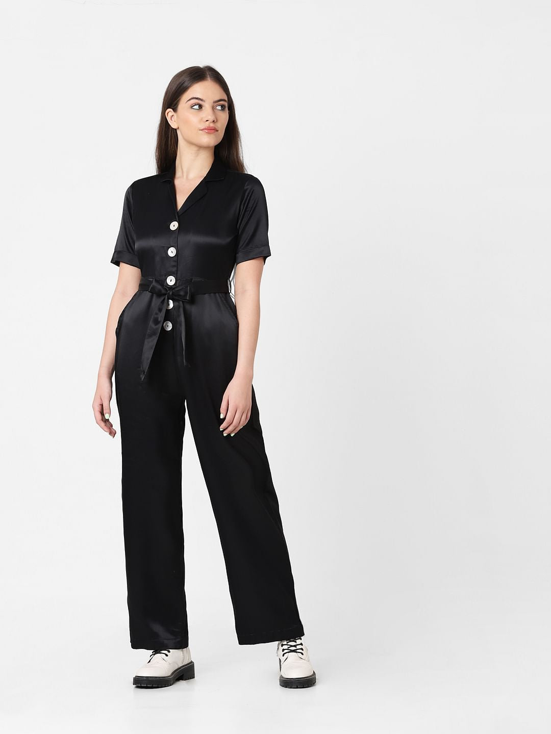 Black Button Down Jumpsuit