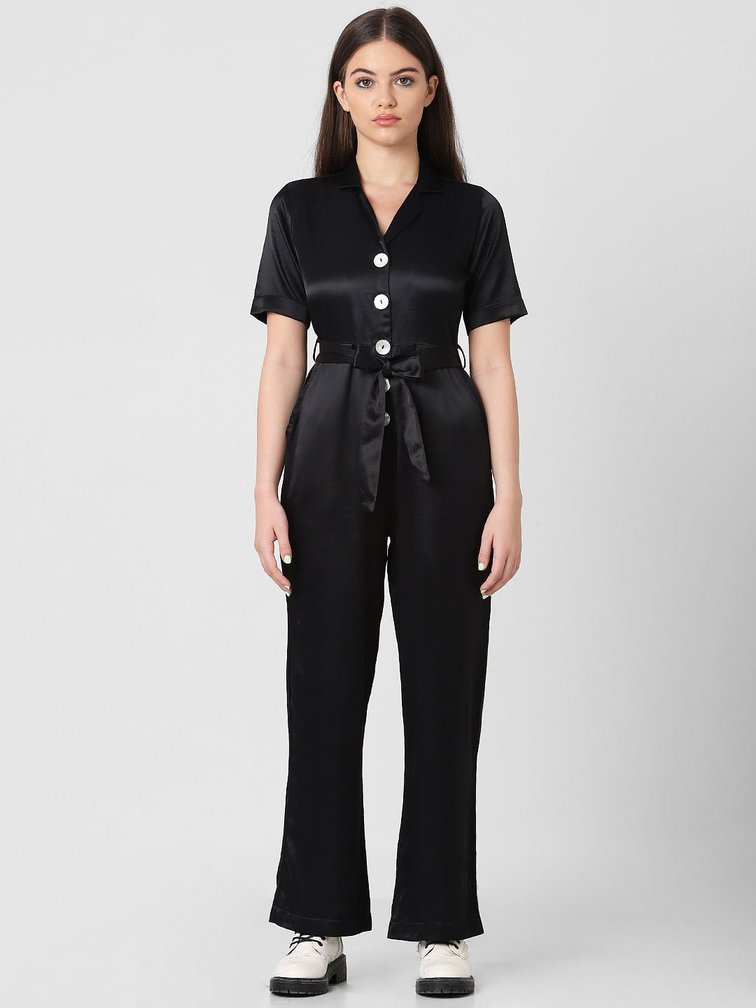 Black Button Down Jumpsuit