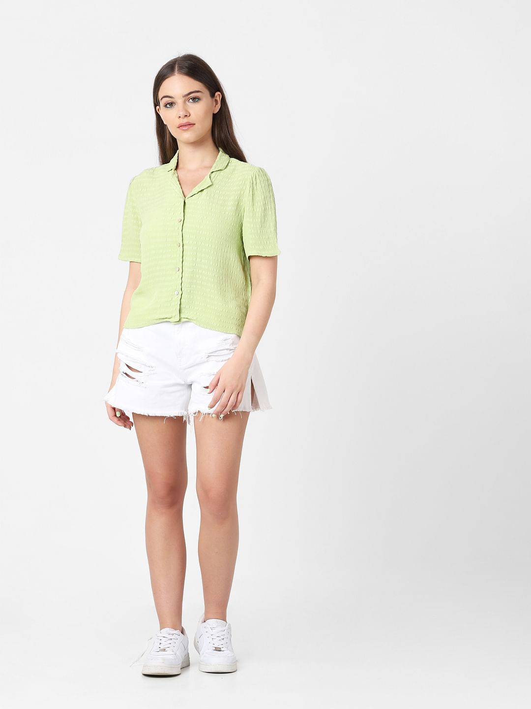 Green Textured Shirt