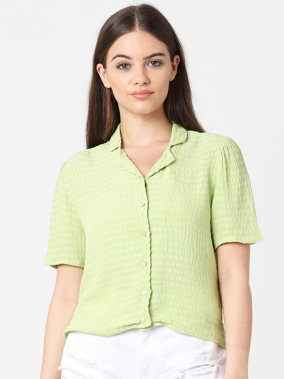 Green Textured Shirt
