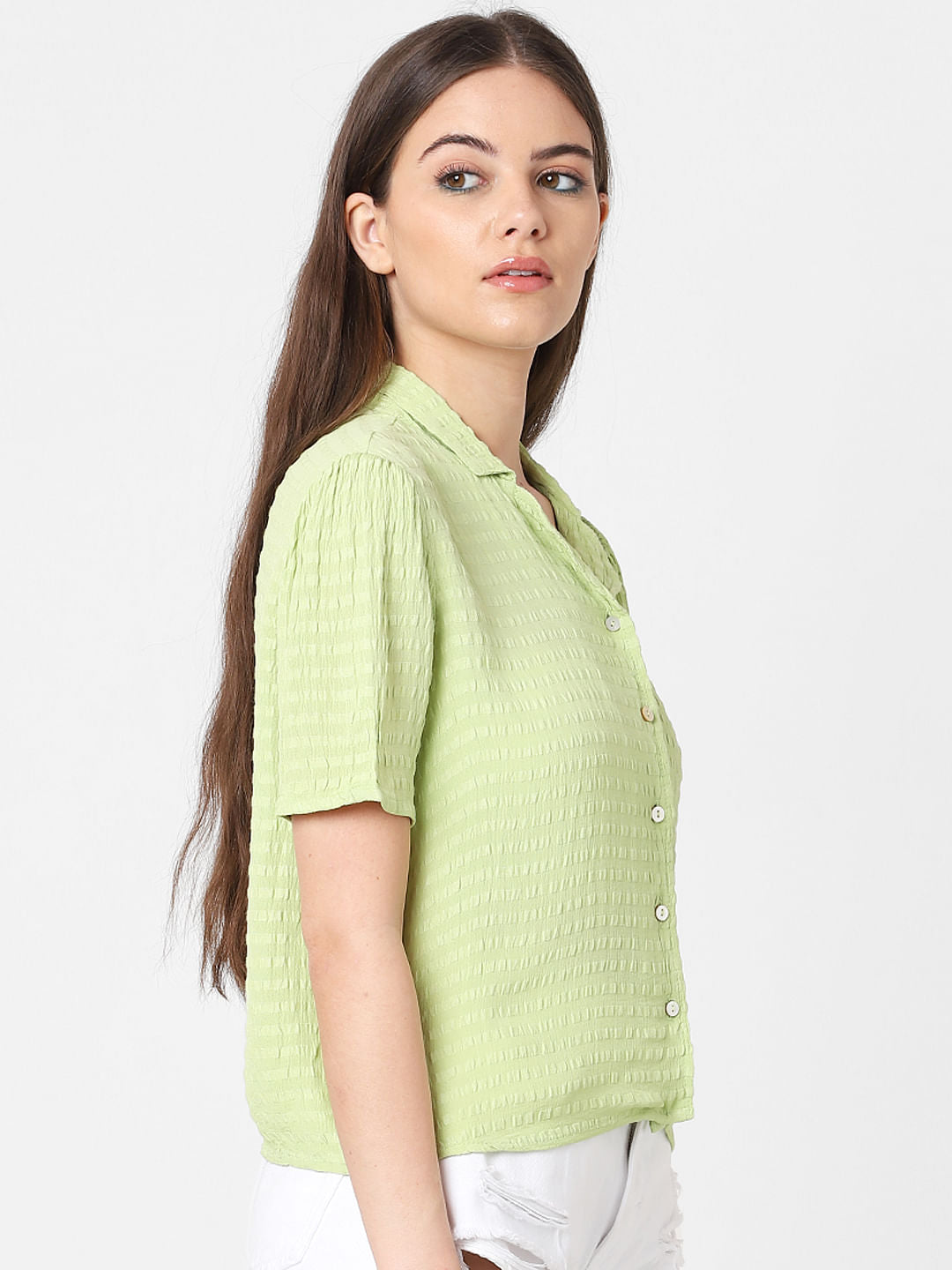 Green Textured Shirt