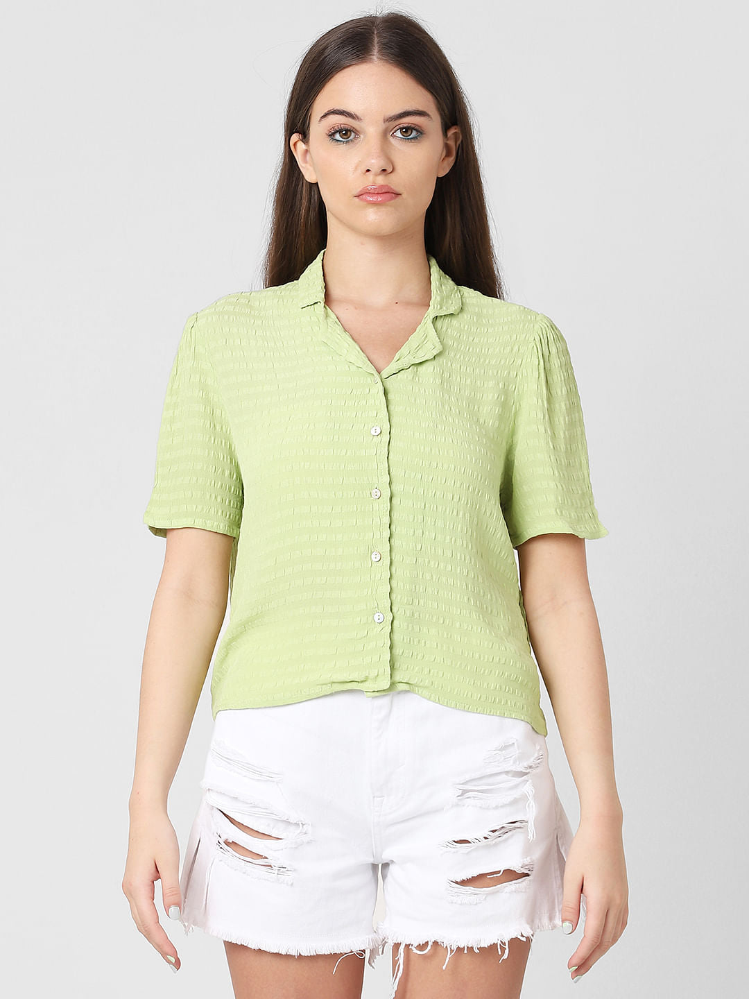 Green Textured Shirt