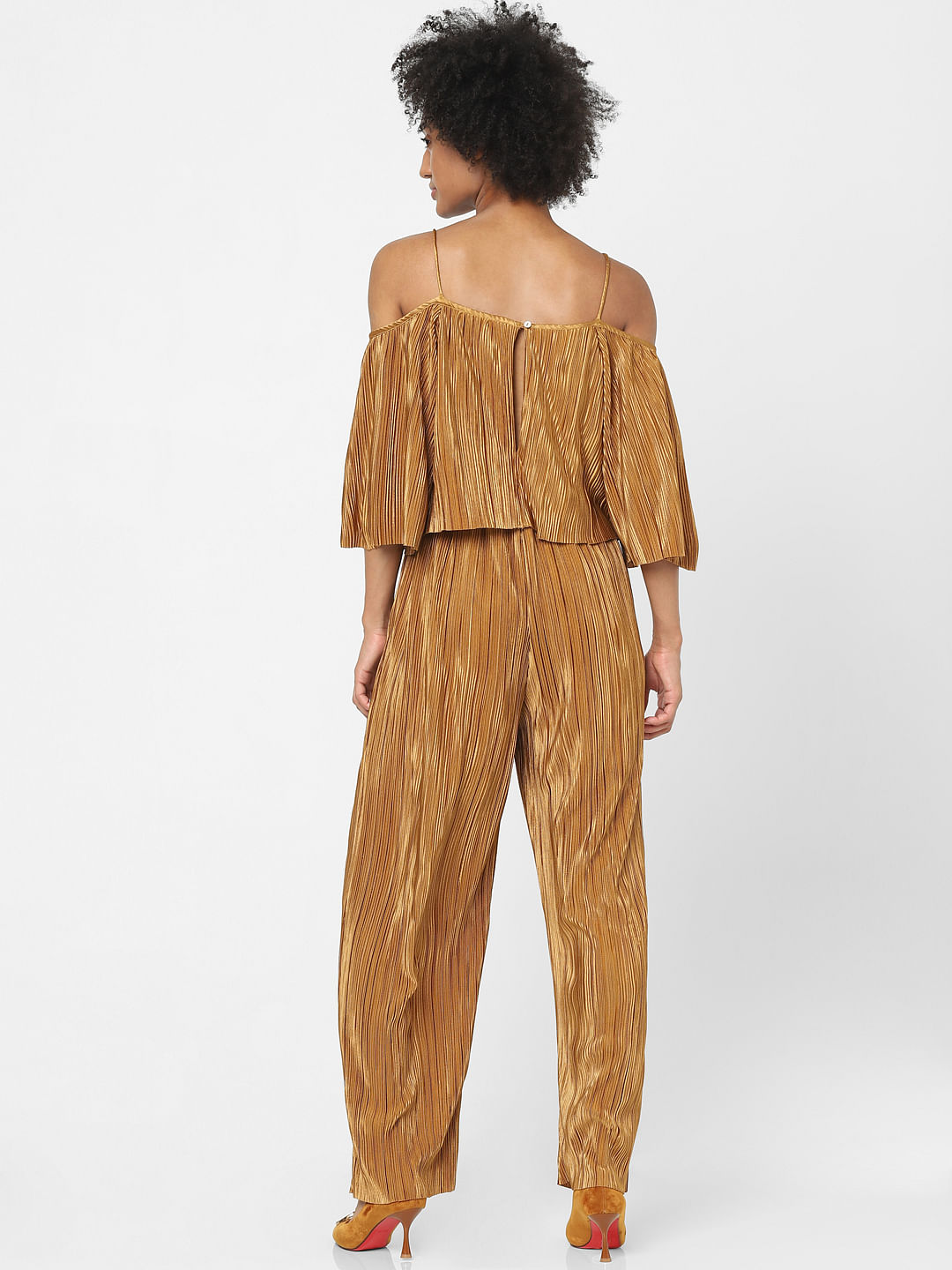 Brown Pleated Jumpsuit