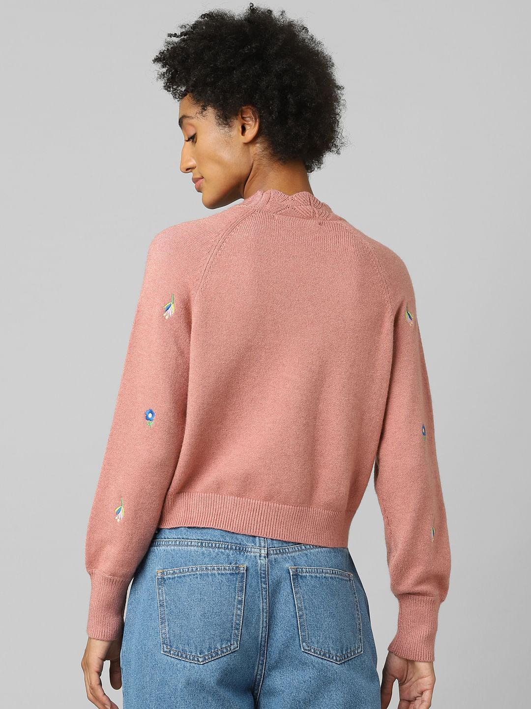 Pink Embroidered Pullover