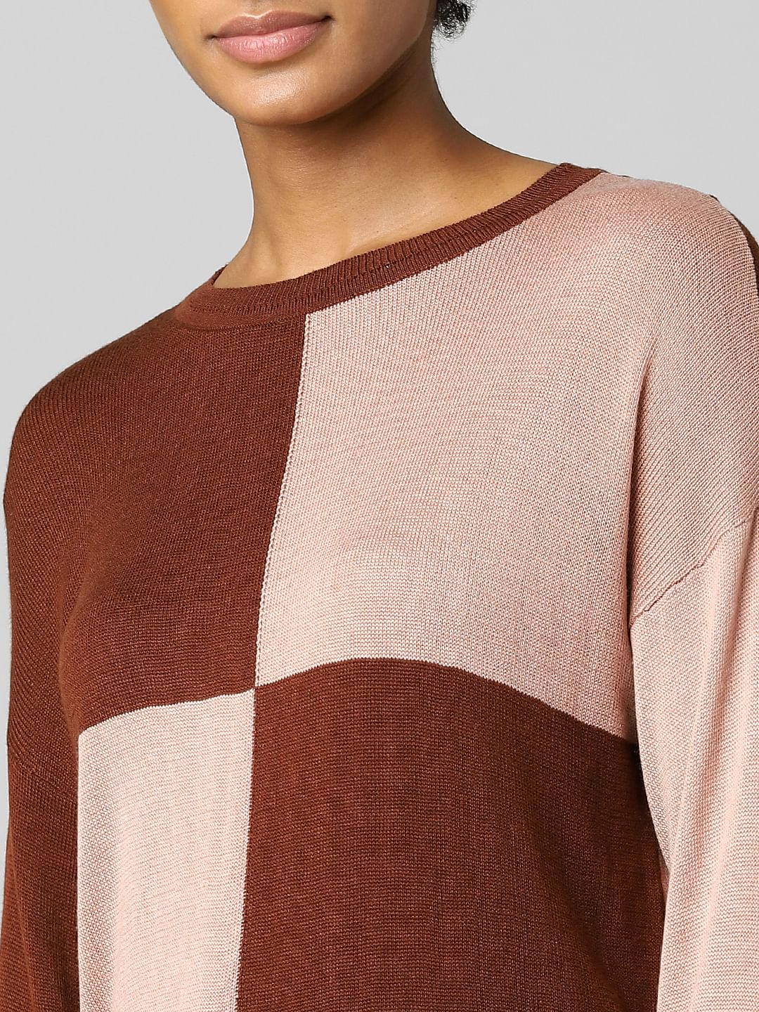Pink Colourblocked Pullover