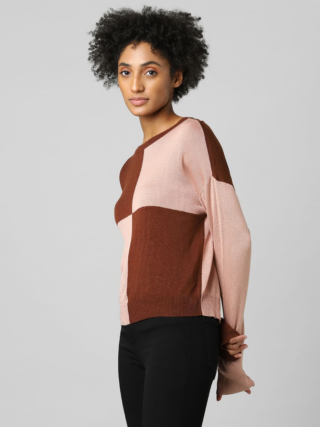 Pink Colourblocked Pullover