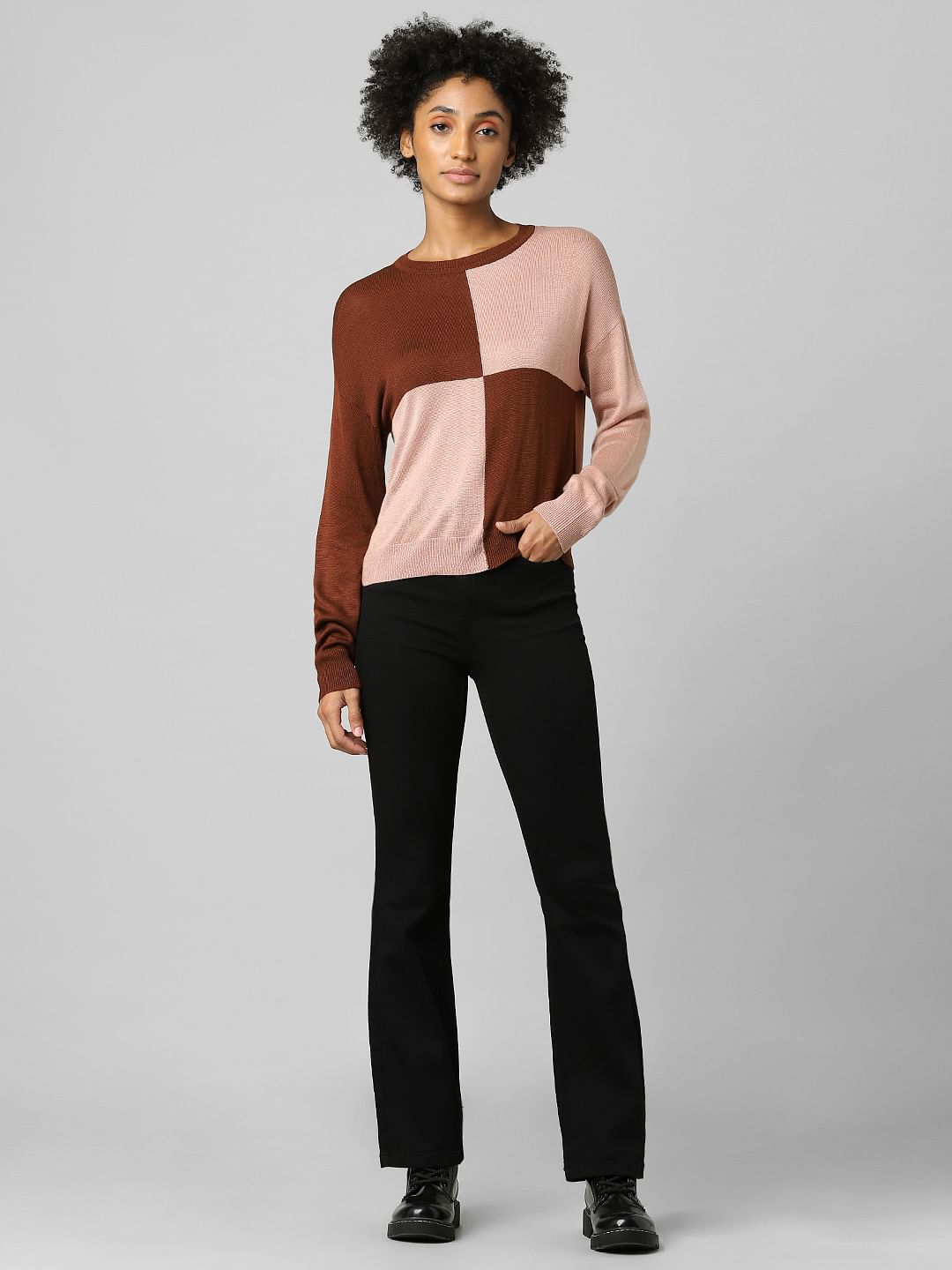 Pink Colourblocked Pullover