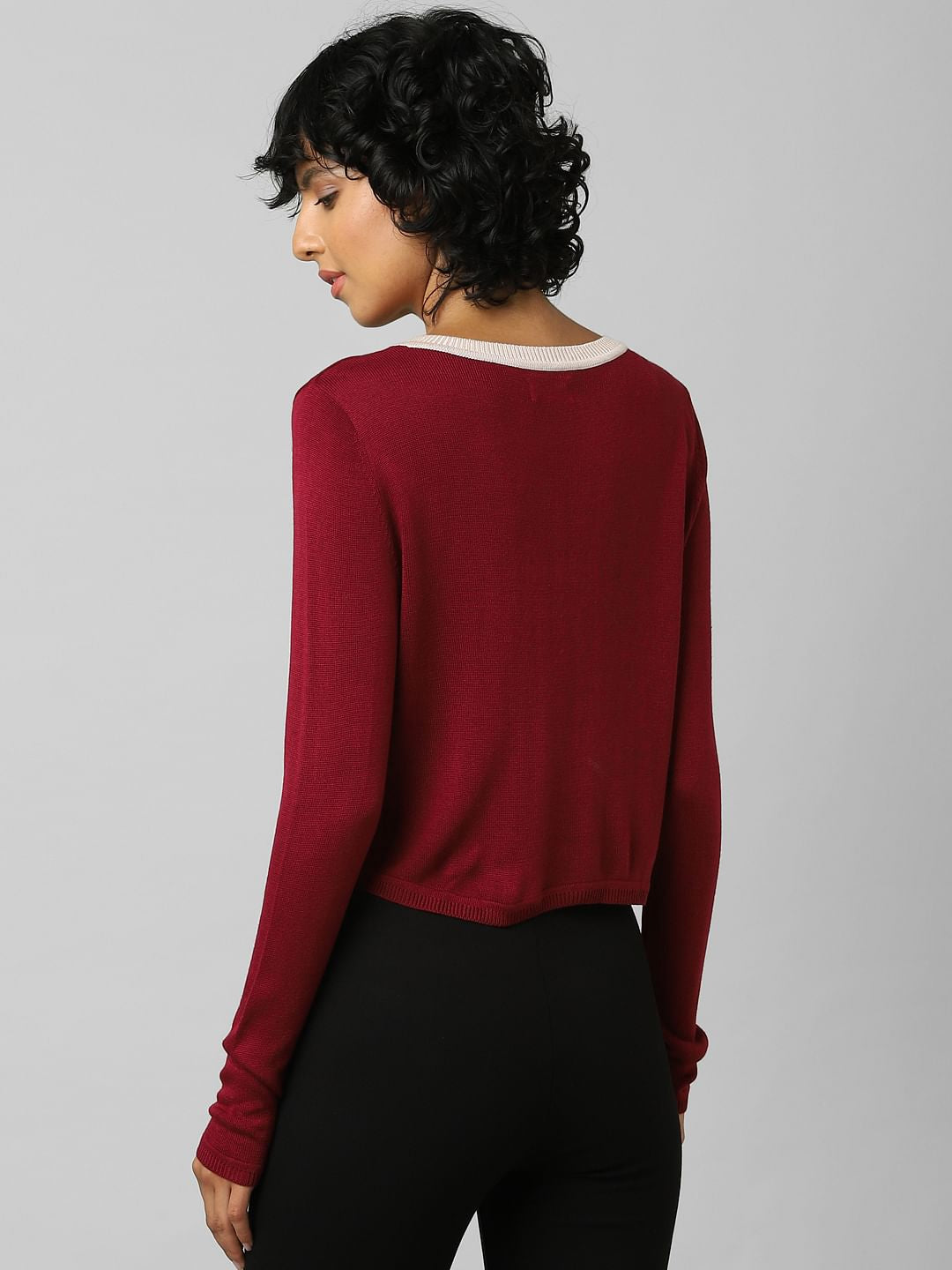 Maroon Contrast Tipping Pullover