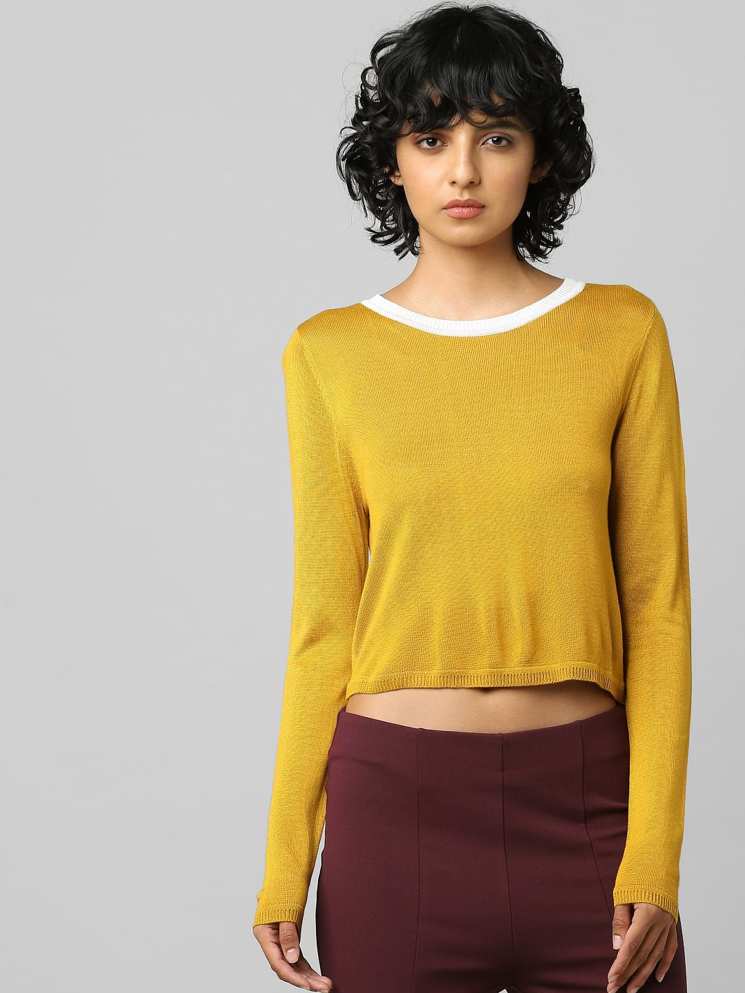 Mustard Contrast Tipping Pullover