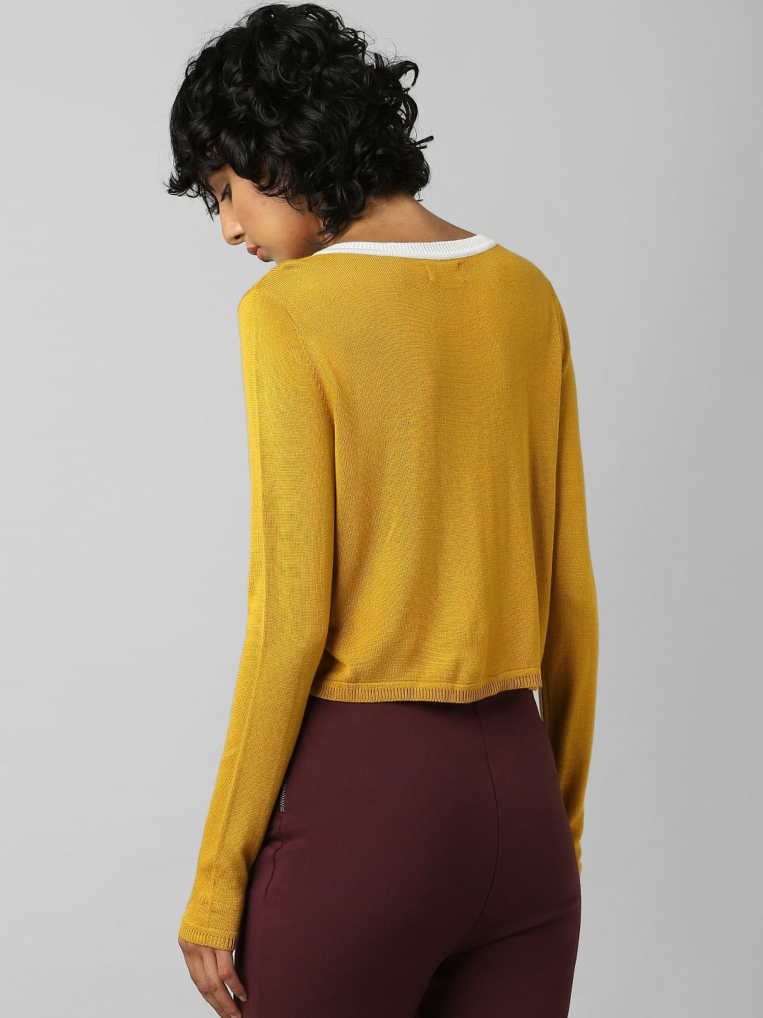 Mustard Contrast Tipping Pullover