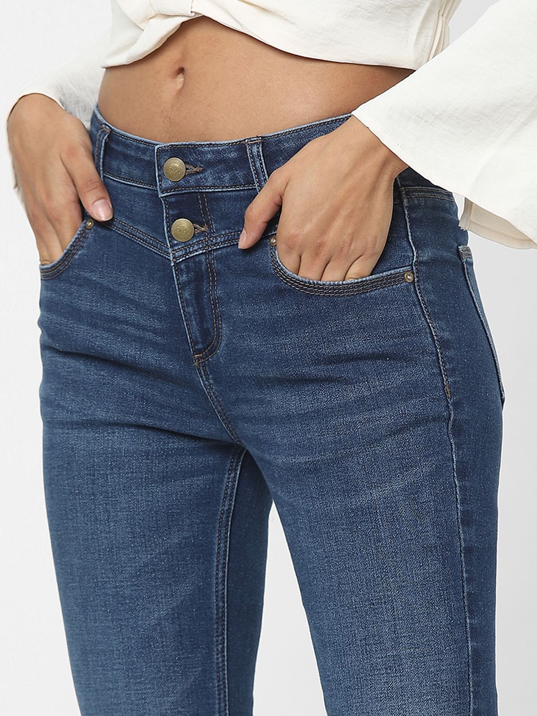 Blue High Rise Flared Jeans