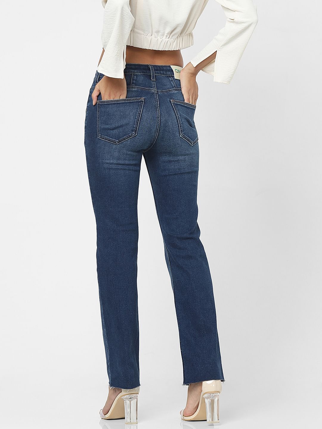 Blue High Rise Flared Jeans
