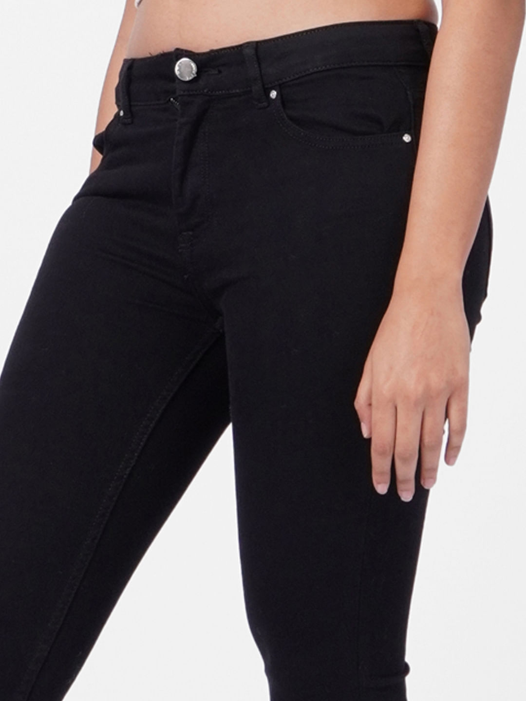 Black Mid Rise Skinny Jeans