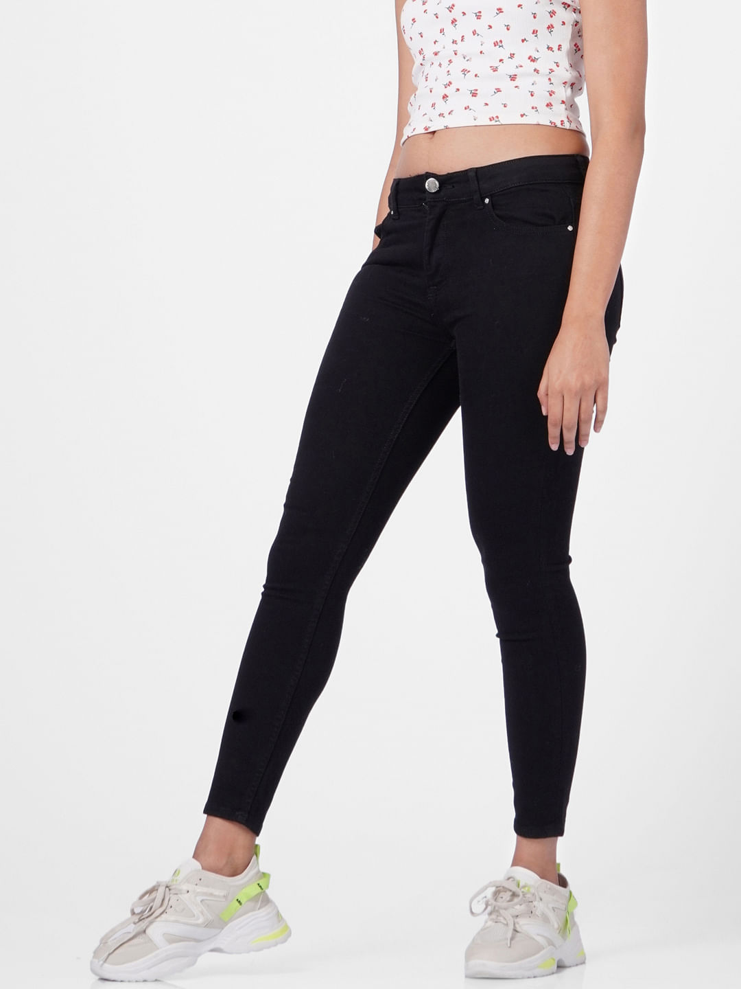 Black Mid Rise Skinny Jeans