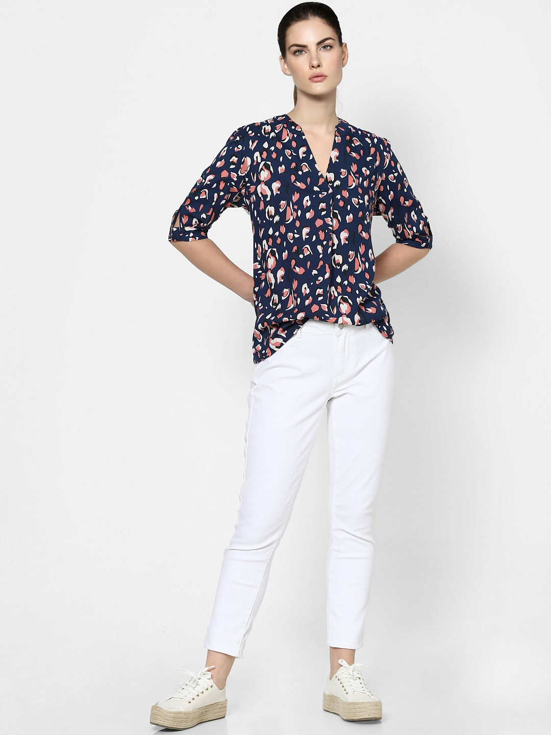 Blue Abstract Print Top