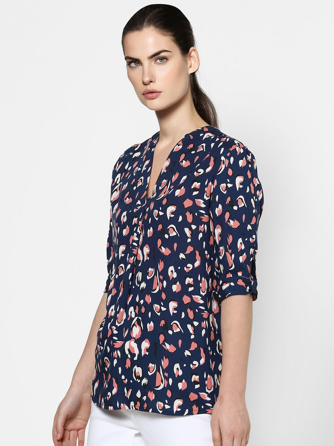 Blue Abstract Print Top