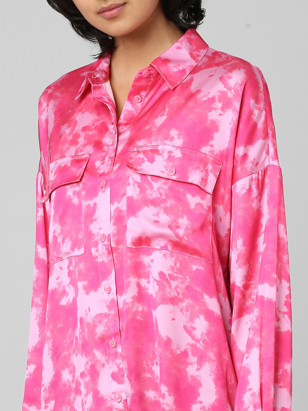 Pink Satin Long Shirt