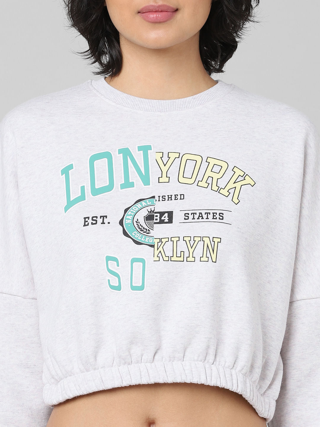 Grey Cropped Co-Ord Sweatshirt