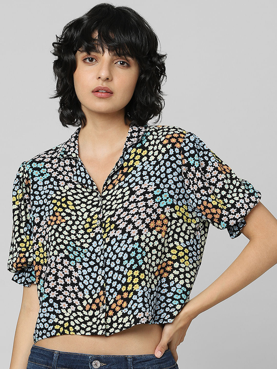 Black Floral Resort Shirt