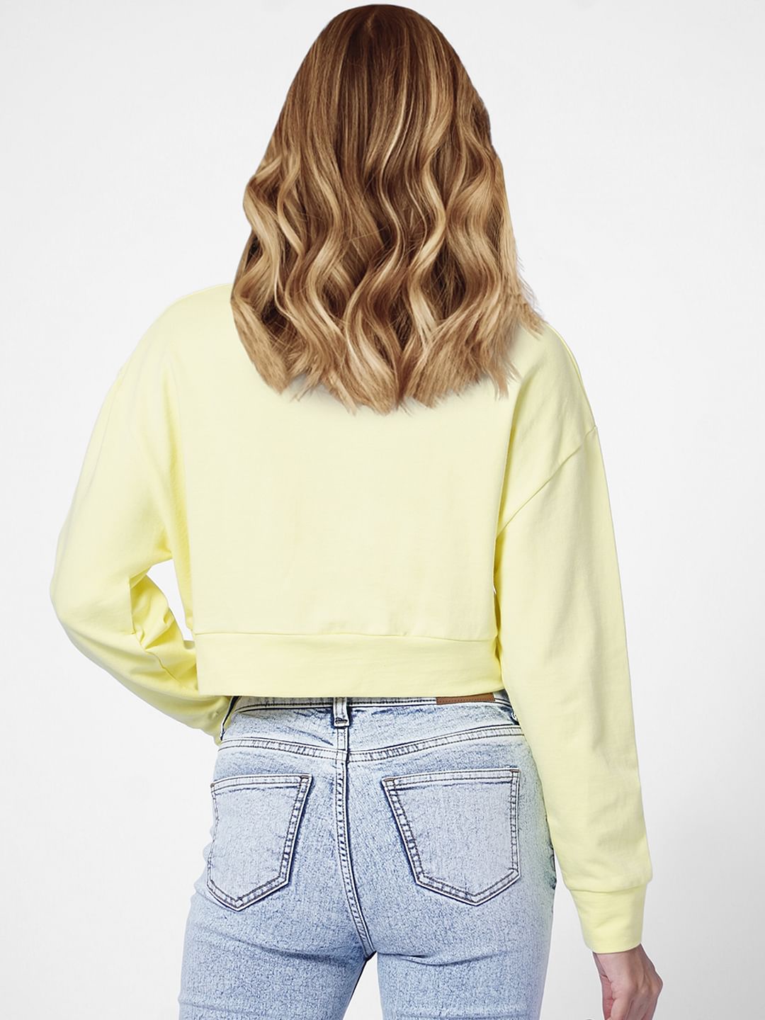 Yellow Cropped Sweatshirt