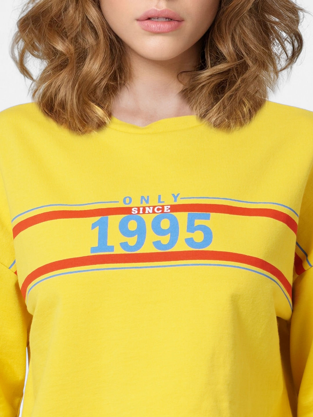 Yellow Text Print Sweatshirt