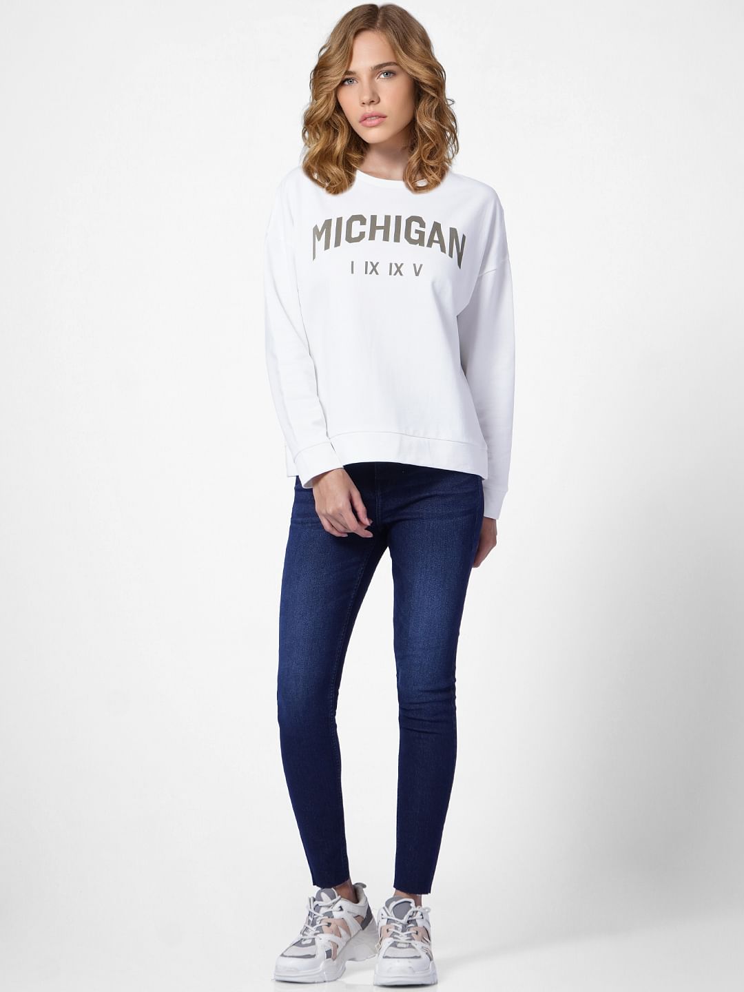 White Text Print Sweatshirt