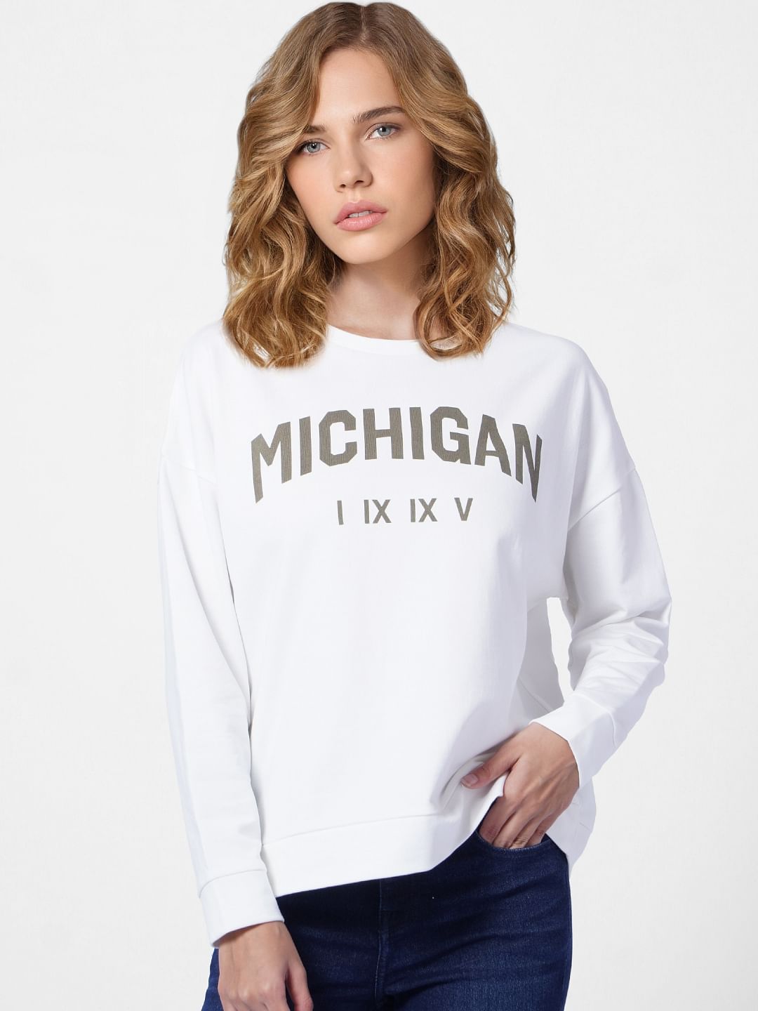 White Text Print Sweatshirt