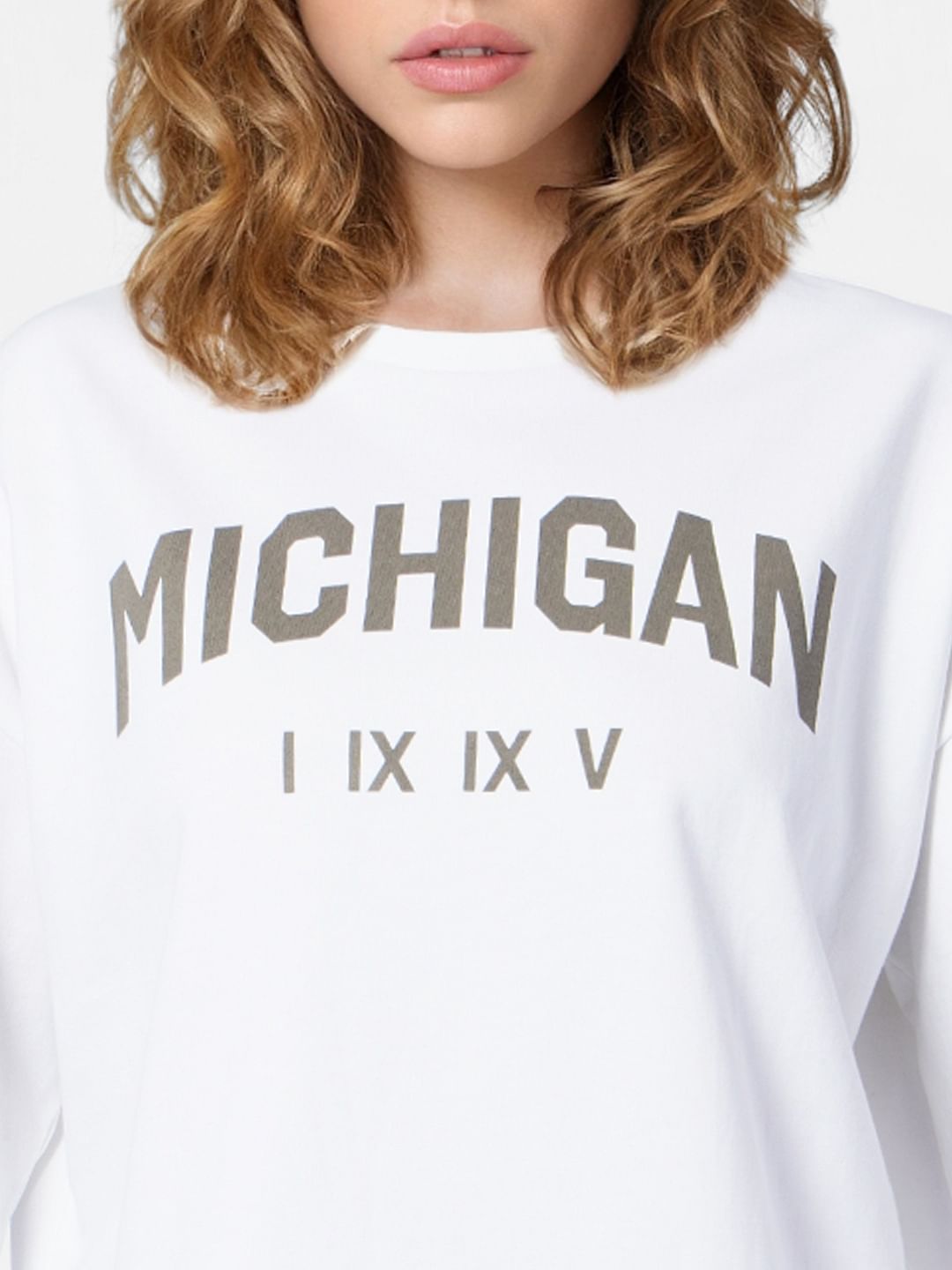 White Text Print Sweatshirt