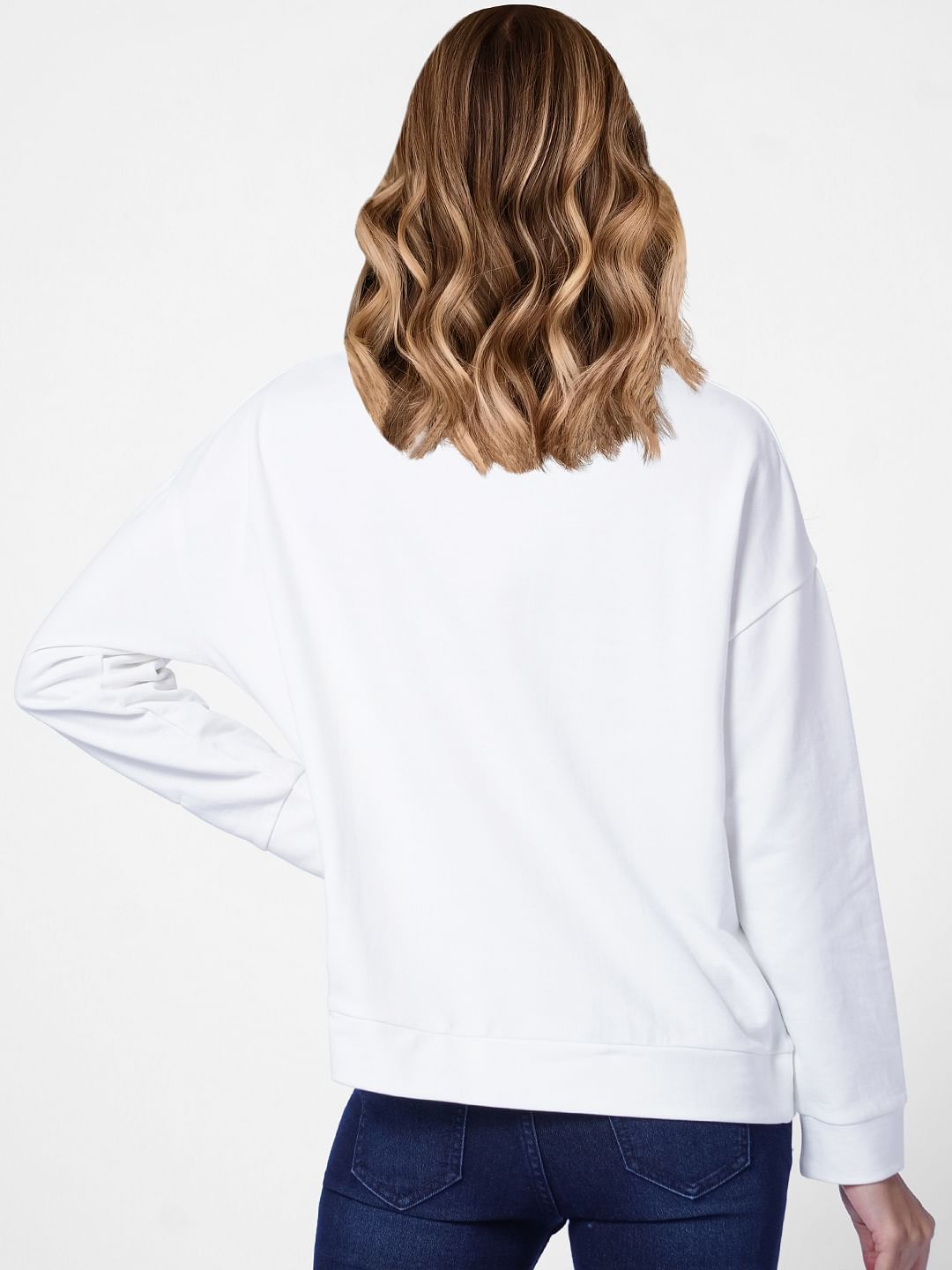 White Text Print Sweatshirt