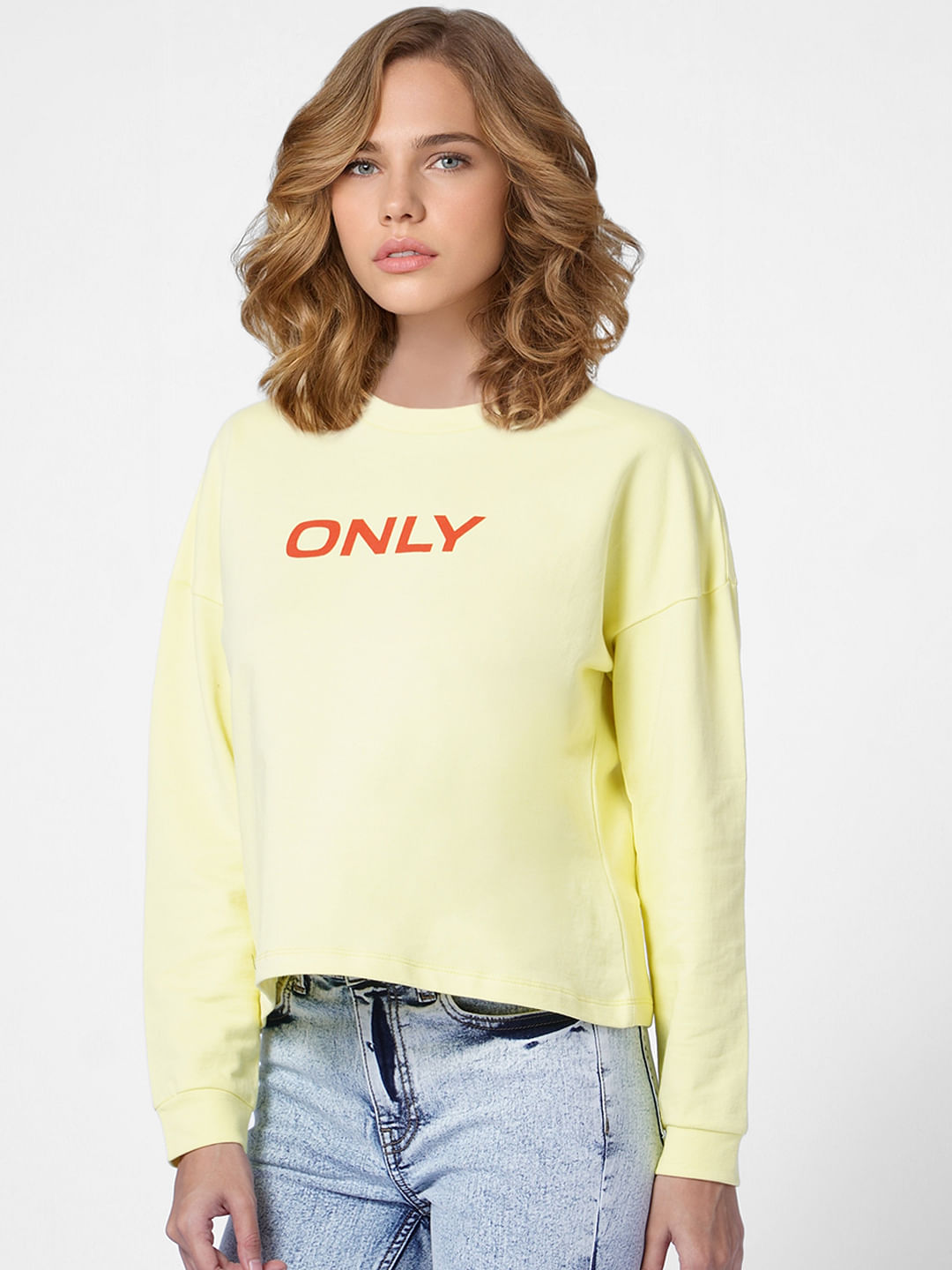 Yellow Logo Print Sweatshirt