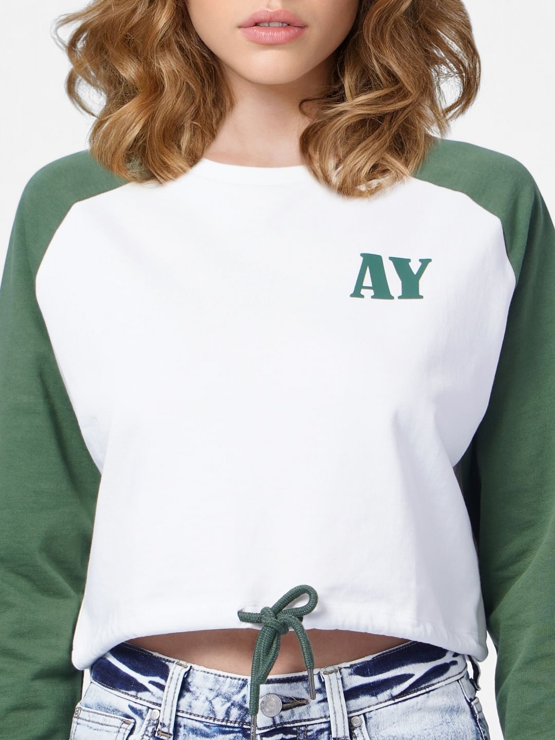 Green Colourblocked Sweatshirt