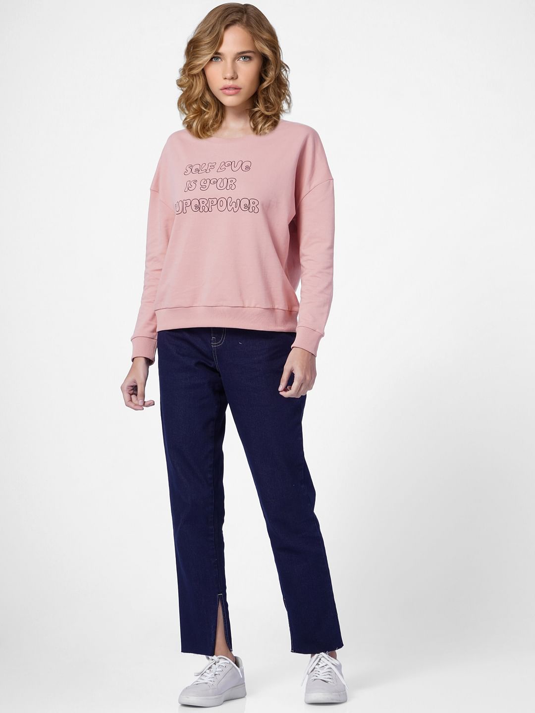 Light Brown Slogan Print Sweatshirt