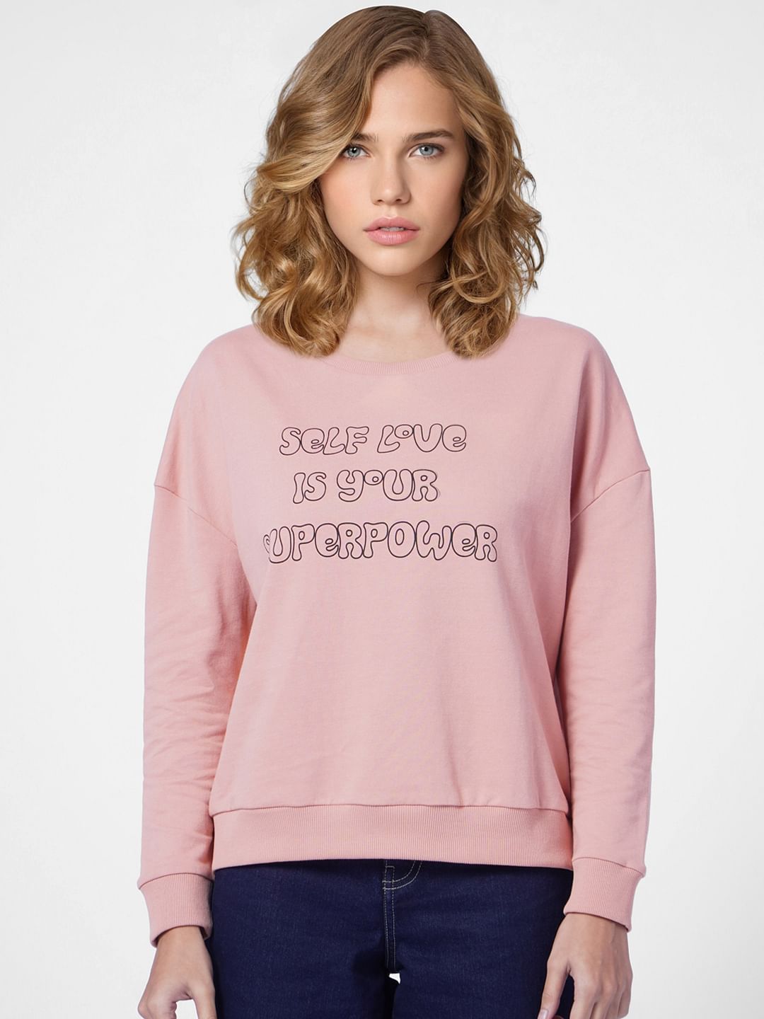 Light Brown Slogan Print Sweatshirt