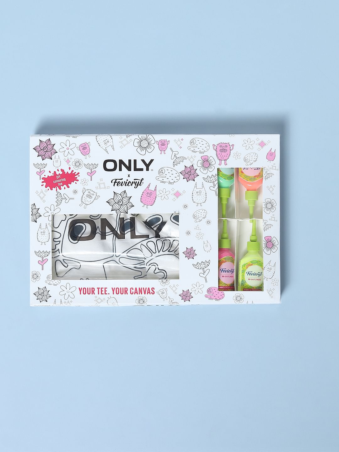 Only X Fevicryl White Diy Colouring T-Shirt & Kit