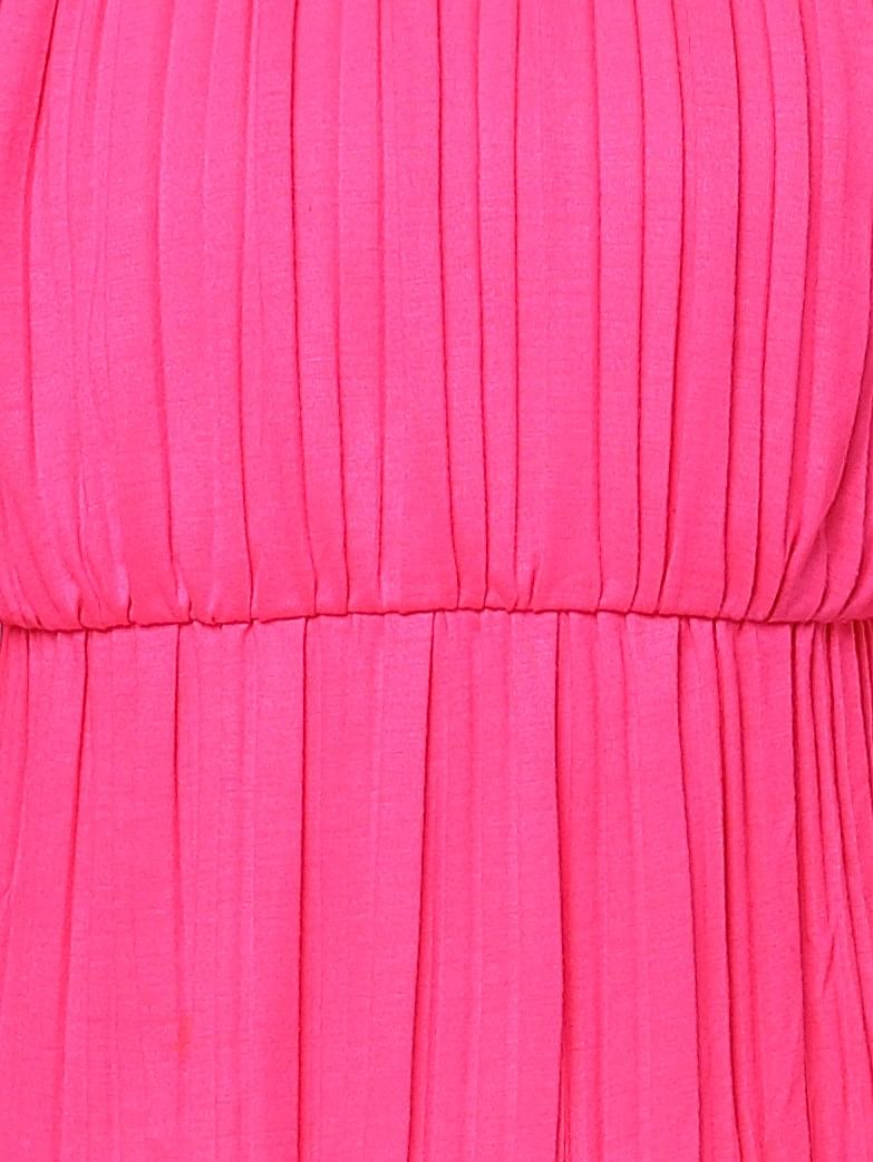 Girls Pink Pleated Off Shoulder Top