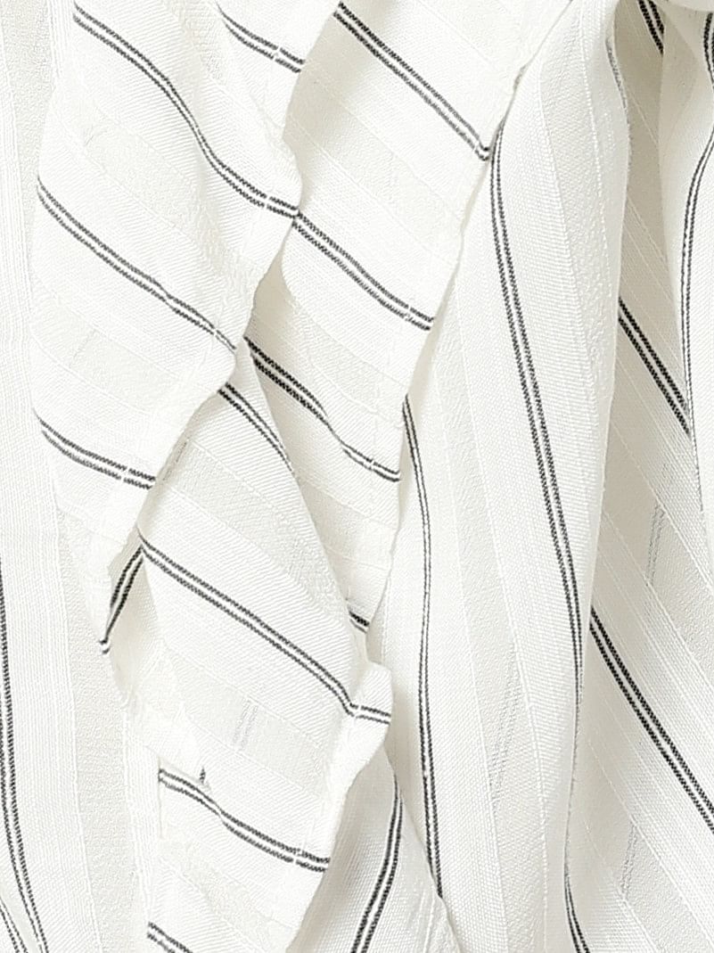 Girls White Striped Ruffle Top