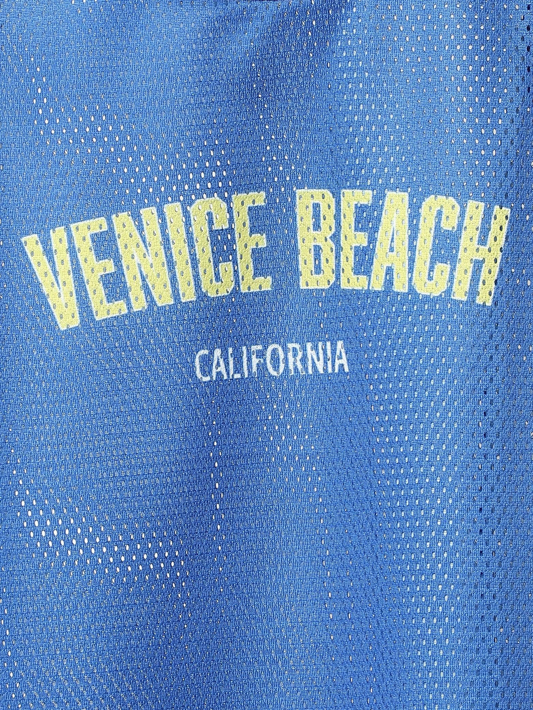 Girls Blue Mesh Sleeveless T-Shirt