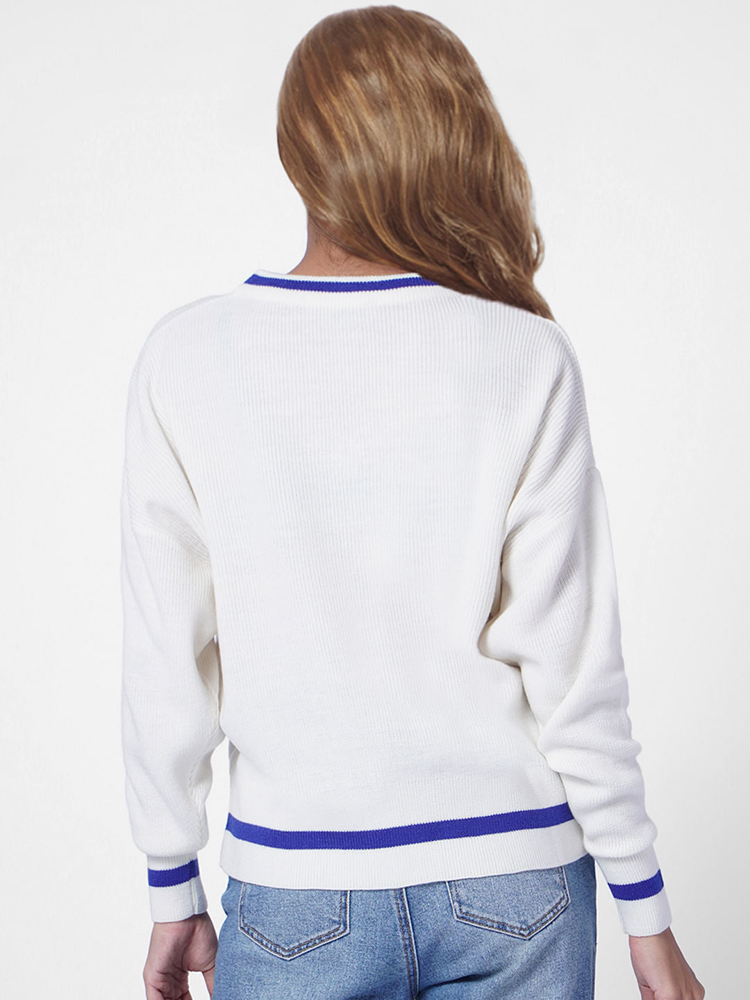 White V-Neck Pullover