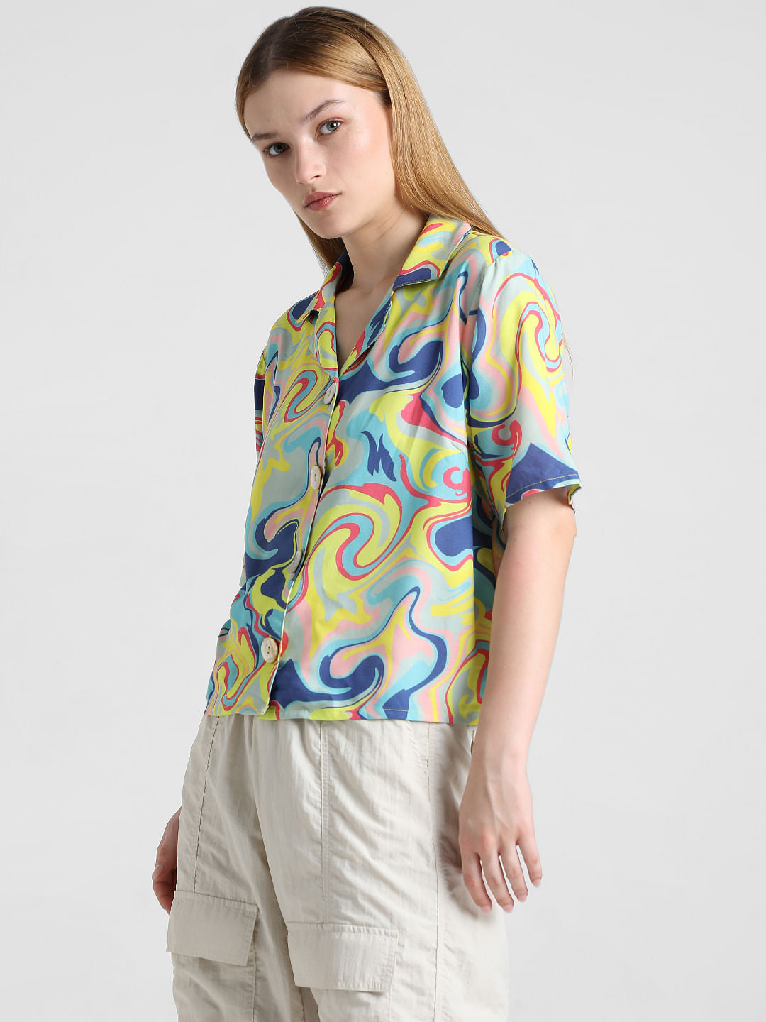 Yellow Printed Resort Collar Shirt