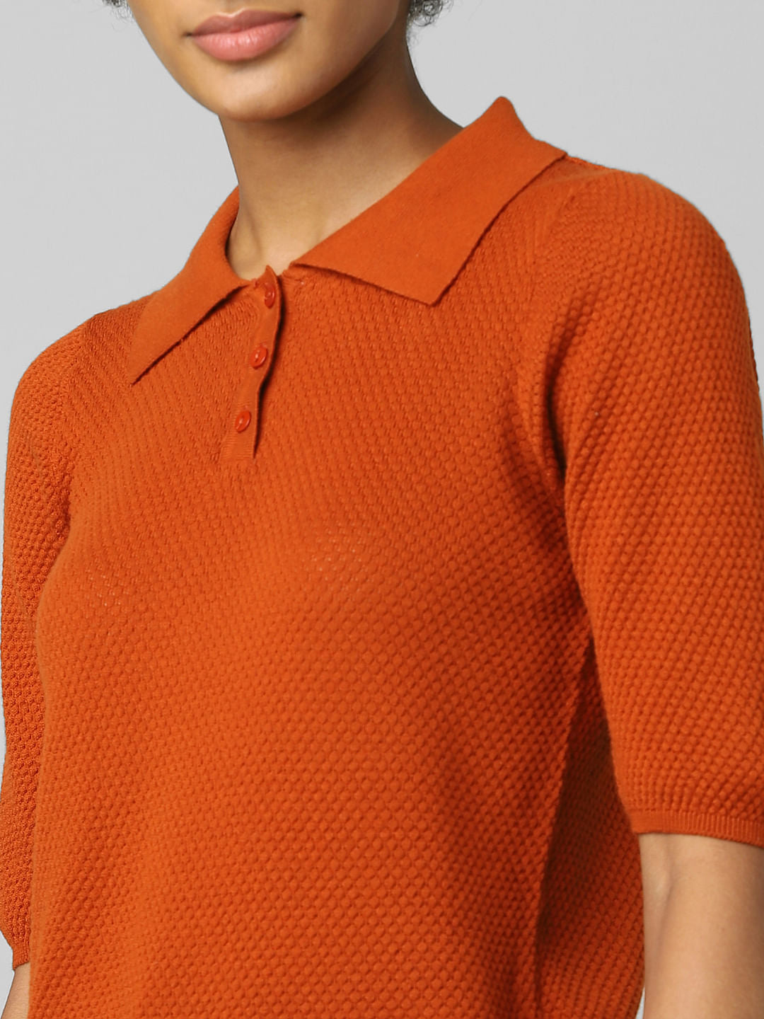 Brown Textured Polo T-Shirt