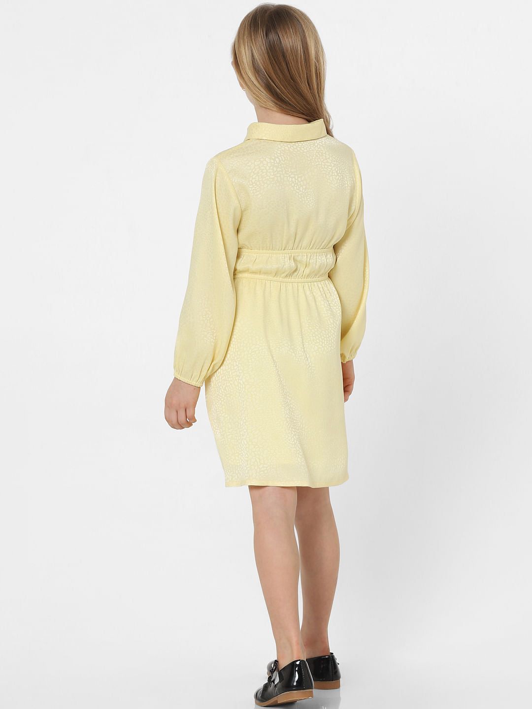 Yellow Satin Dobby Dress