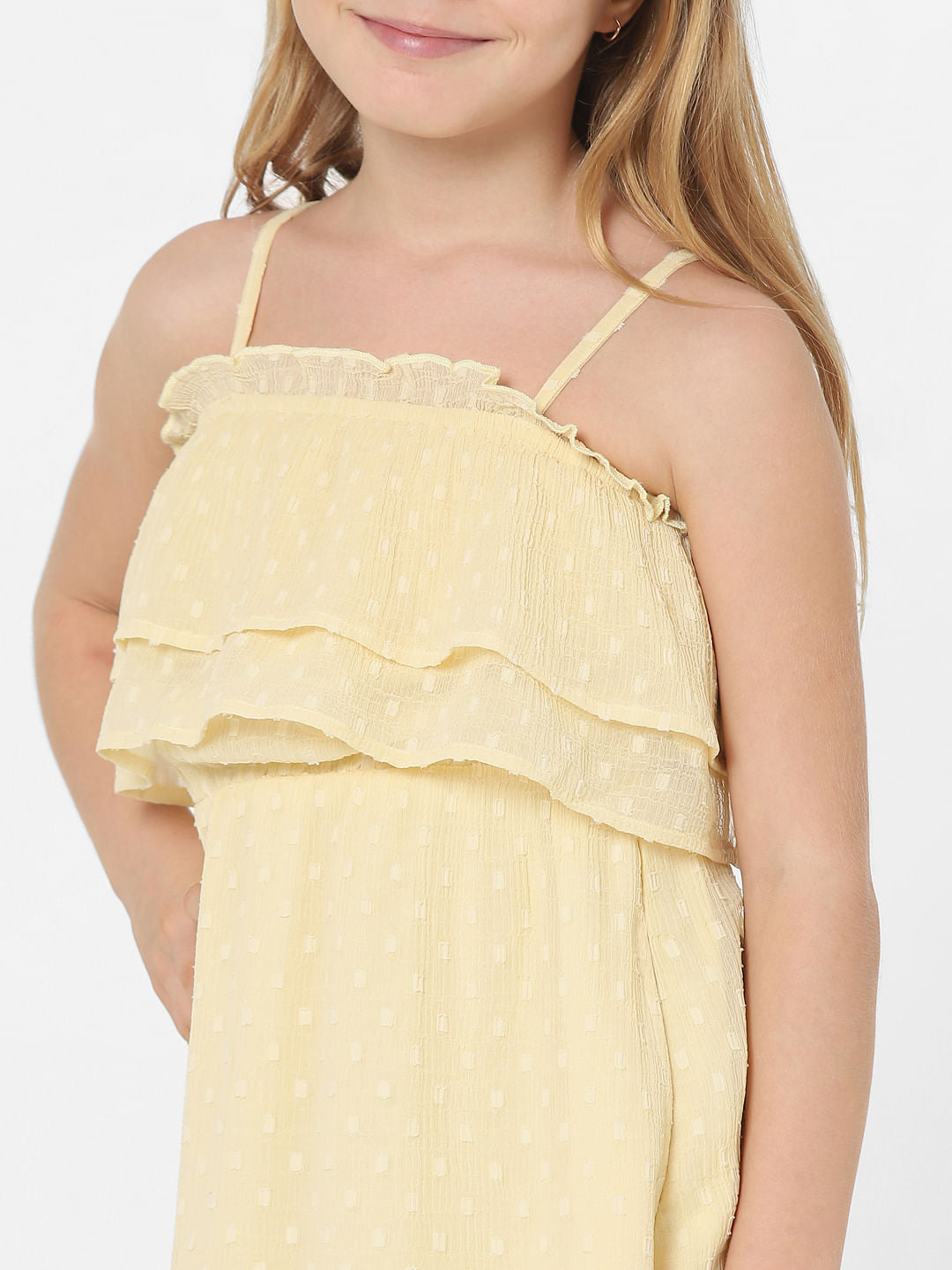 Yellow Off-Shoulder Chiffon Dress