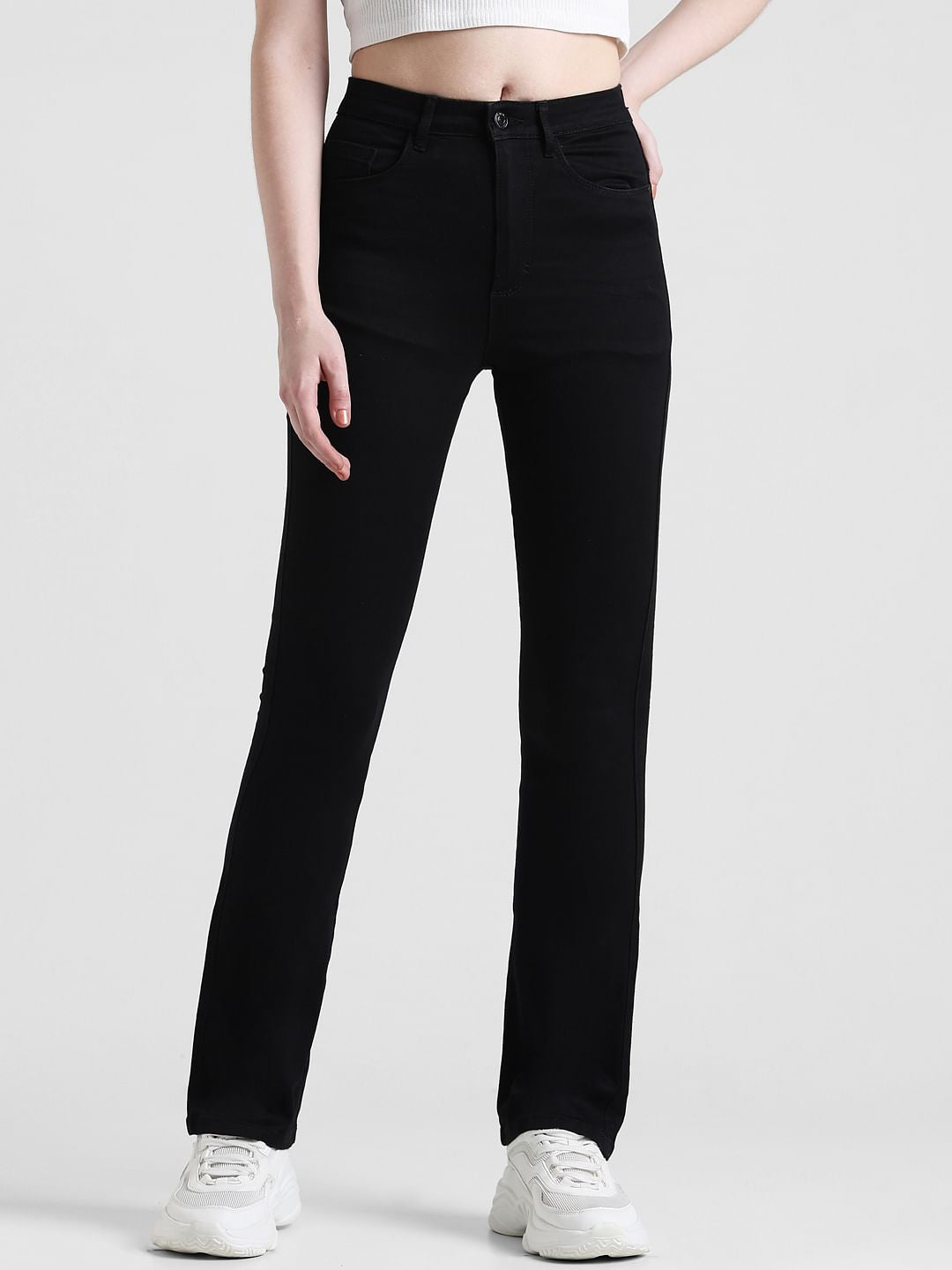 Black High Rise Flared Jeans