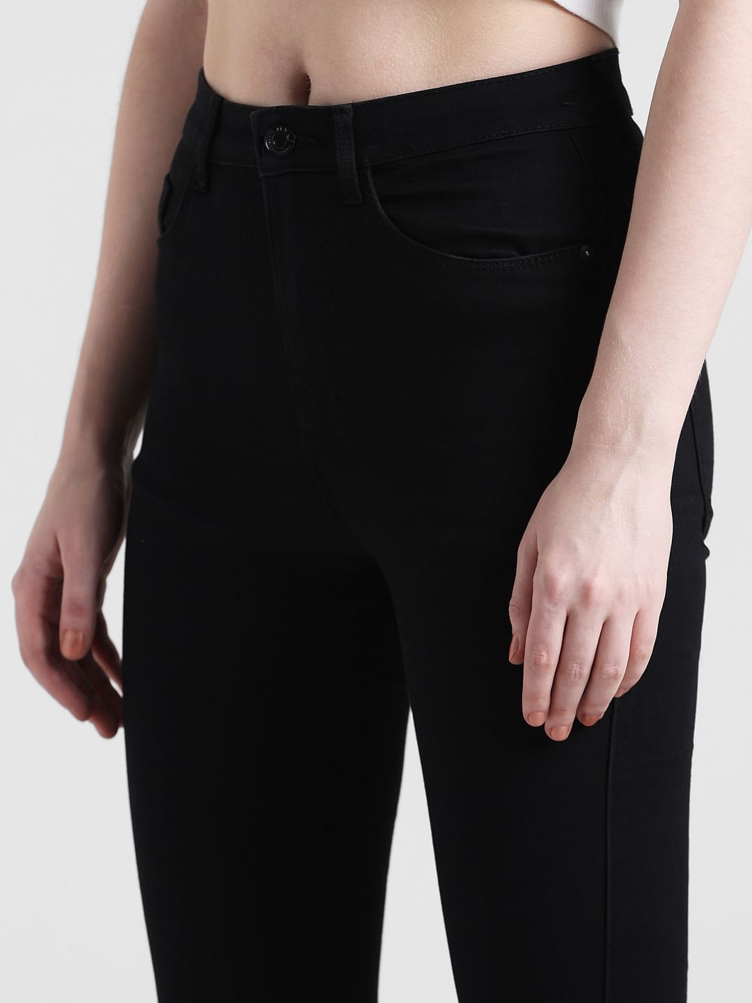 Black High Rise Flared Jeans