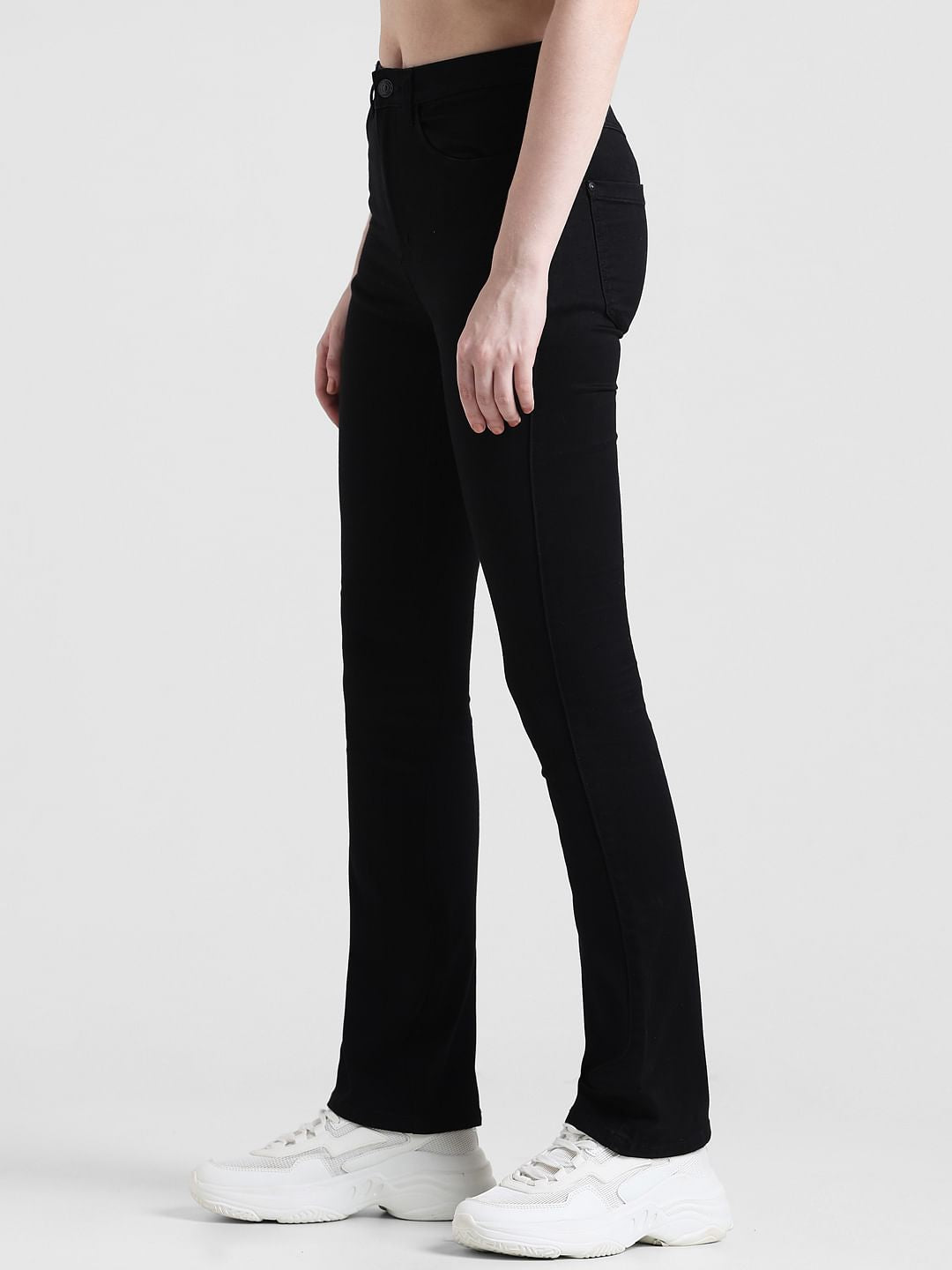 Black High Rise Flared Jeans